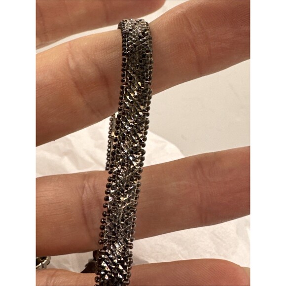 Vintage Sterling Bronze Woven Link Bracelet Made in Italy 1.4mm Unisex 14.10g - Picture 1 of 10